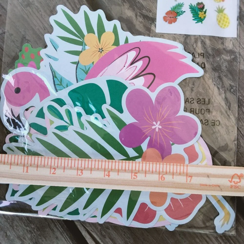Tropical Flamingo Pineapple Paper Cutouts Craft Scrapbooking Tiki Party Decor